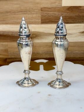 Tall Elegant Vintage La France Silverplate Salt & Pepper Shakers — Made in USA